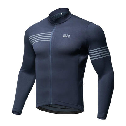 ROCKBROS Winter Cycling Jacket Warm Long Sleeves Top Riding Clothing Tight Reflective Logo Men's Cycling Jersey Profession Cloth