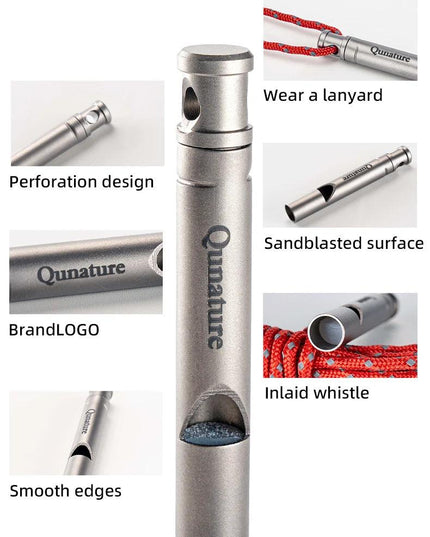 Qunature Portable Whistle Backpack Camping Hiking Survival Whistle Outdoors Tools Pure Titanium Whistle 1pcs Emergency Gear