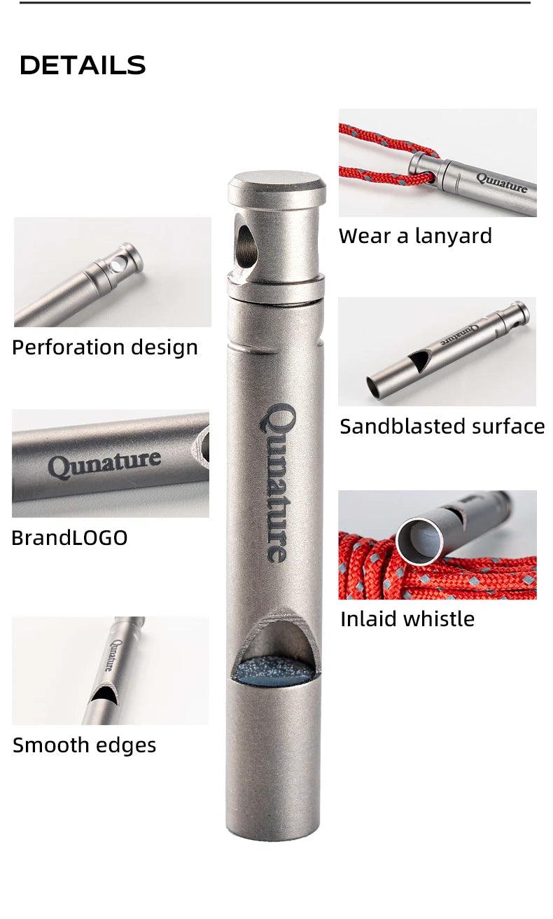 Qunature Portable Whistle Backpack Camping Hiking Survival Whistle Outdoors Tools Pure Titanium Whistle 1pcs Emergency Gear