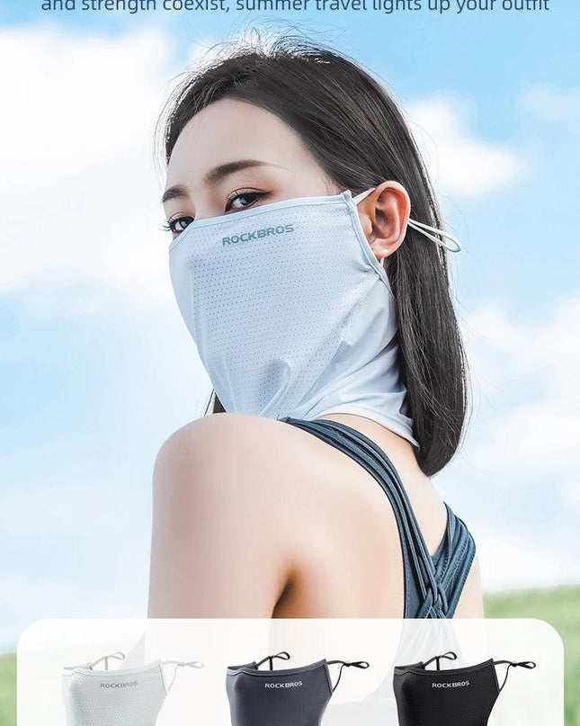 ROCKBROS Summer Ice Silk Mask Anti-UV Quick-drying Face Cover Sunscreen Bandana Breathable Neck Protection Hanging Ear Scarf