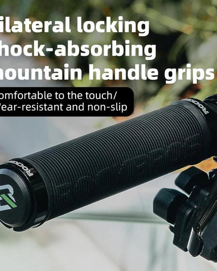 ROCKBROS Bicycle HandleBar Grips Rubber Soft MTB Mountain Bike Grips Dustproof Handlebar Protect Cover Aluminum Alloy Lock Ring