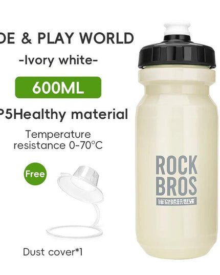 ROCKBROS Bicycle Water Bottle With Dust Cover 600ml PP5 MTB Road Bike Leak-proof Bottle Outdoor Travel Portable Sports Cup