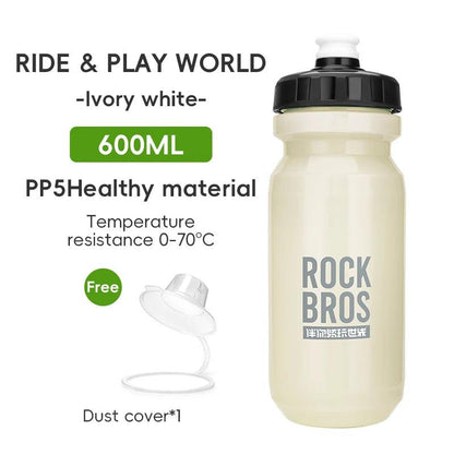 ROCKBROS Bicycle Water Bottle With Dust Cover 600ml PP5 MTB Road Bike Leak-proof Bottle Outdoor Travel Portable Sports Cup