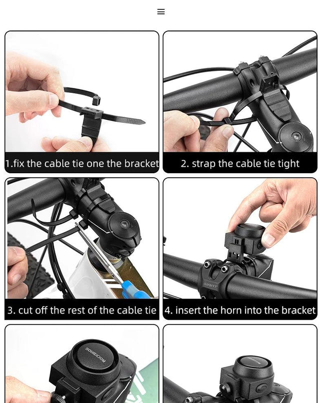 ROCKBROS Bicycle Bell Type-C Anti Theft Electric Horn Wireless Remote Control IPX5 Bike Hidden Installation Bicycle Accessory