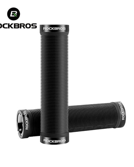ROCKBROS Bicycle HandleBar Grips Rubber Soft MTB Mountain Bike Grips Dustproof Handlebar Protect Cover Aluminum Alloy Lock Ring
