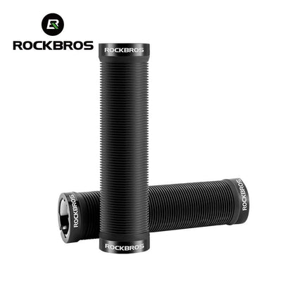 ROCKBROS Bicycle HandleBar Grips Rubber Soft MTB Mountain Bike Grips Dustproof Handlebar Protect Cover Aluminum Alloy Lock Ring