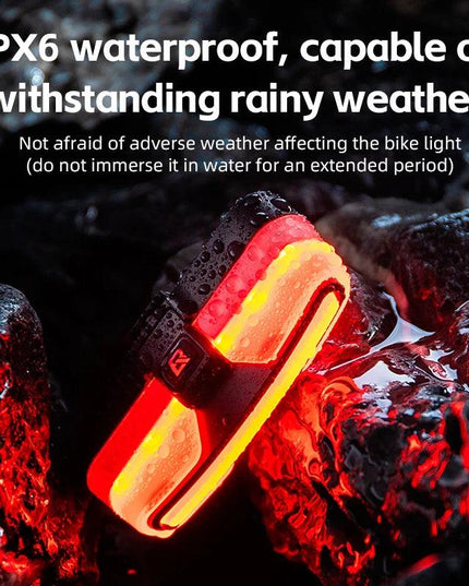 ROCKBROS Bicycle Tail Light Type-C Rechargeable IPX6 Bike Taillight LED Warning Rear Lamp 500mAh Smart Light Sensing Flashlight