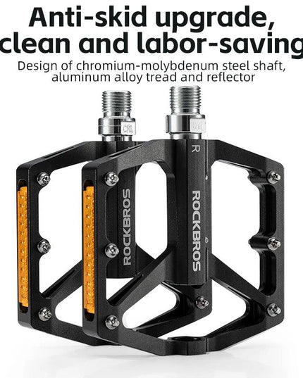 ROCKBROS Bicycle Pedals Save Effort Aluminum Alloy Anti-slip MTB Road Mountain Reflective Bearing Cycling Pedals Bike Accessory