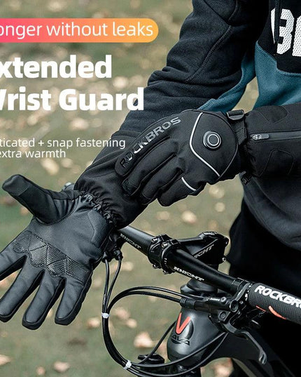ROCKBROS Electric Heated Gloves Warmer Ski Gloves With Battery Powered Snowboard Cycling Glove Non-slip Touch Screen Gloves