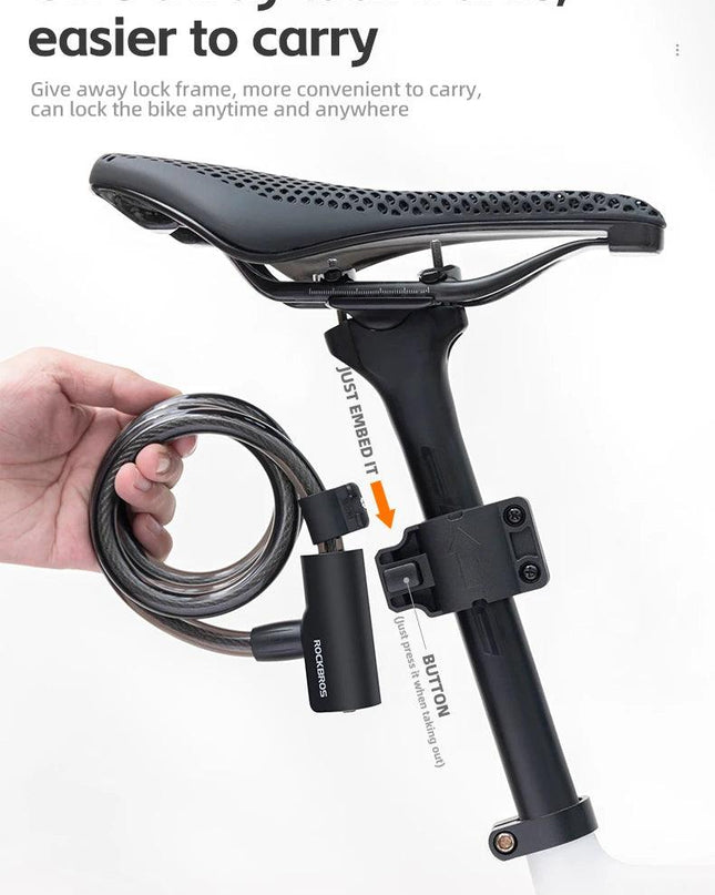 ROCKBROS Bicycle Lock Portable Anti-theft Zinc Alloy Multifunctional Cable Lock MTB Road Cycling Motorcycle Bike Accessories