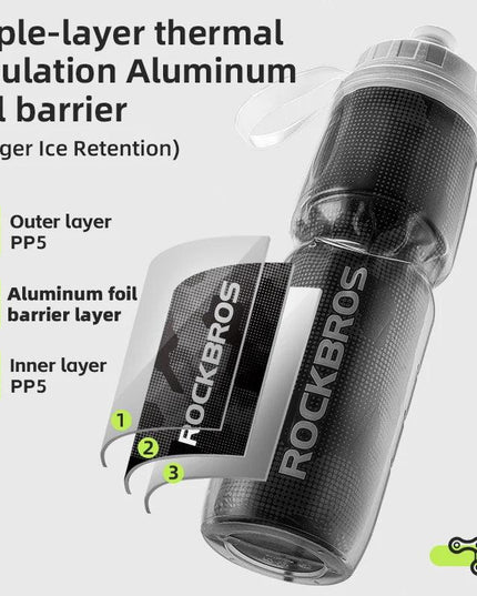 ROCKBROS Cycling Insulated Water Bottle 750ml PP5 Material Outdoor Sports Fitness Running Riding Camping Hiking Portable Kettle