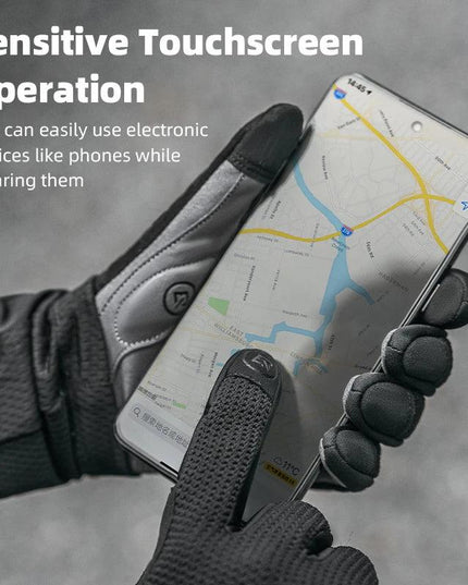 ROCKBROS Bicycle Gloves Full Finger Cycling Gloves Knit Fabric Touch Screen Motorcycle Gloves Autumn Winter Thermal Windproof