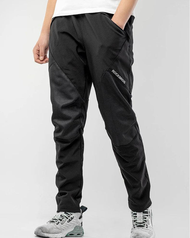 ROCKBROS Bike Pants Winter Bicycle Long Pants Thermal Fleece Reflective Cycling Pants Warm Windproof Men Sport Trousers EUR Size