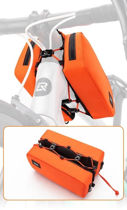 ROCKBROS Bicycle Top Tube Bag 2L Capacity Scratch-Resistant Road Mountain Bike Frame Bag Cycling Tools Bag Stable Elastic Band