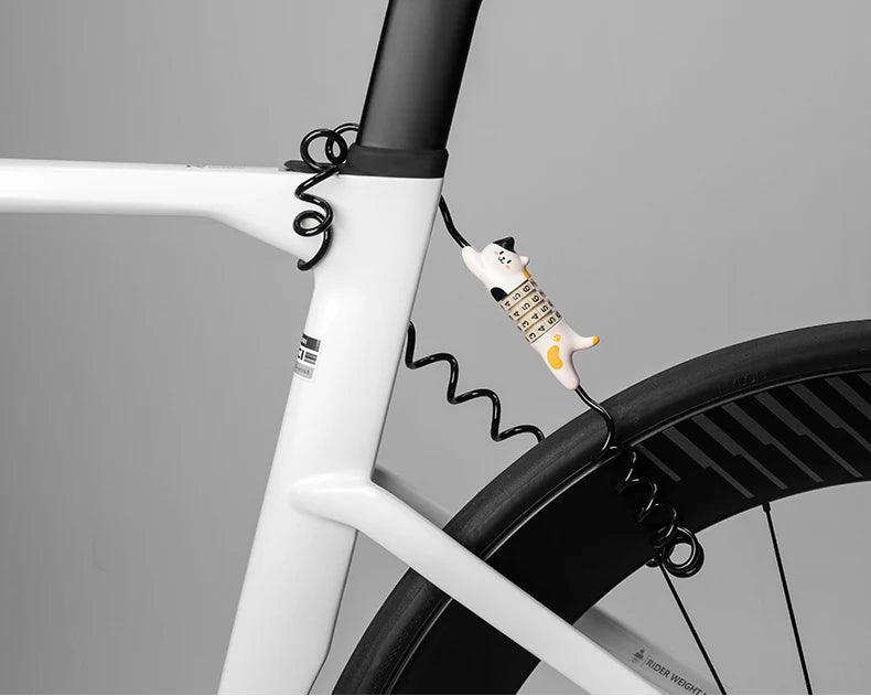 ROCKBROS Creative Bike Lock Ultra-Light Cute Cat Password Helmet Lock Steel Cable Bike Lock Anti Theft Bike Accessories MTB Road