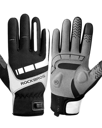 ROCKBROS Warm Bicycle Women Men's Gloves Winter SBR Touch Screen USB Heated Gloves Windproof Plam Breathable Motor E-bike Gloves