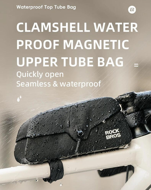 ROCKBROS Bicycle Tube Bag Magnetic Bike Front Bag Waterproof Portable Front Frame Pack Cycling Storage For MTB Road Bike