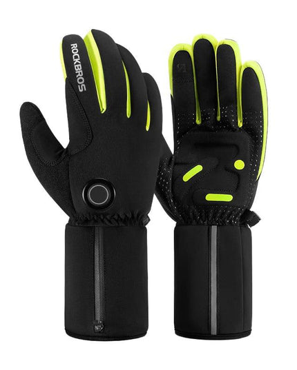 ROCKBROS Warm Heating Gloves Cycling Electric Heating Gloves Intelligent Sensing Winter Thermal Ski Long Glove Type-C charging