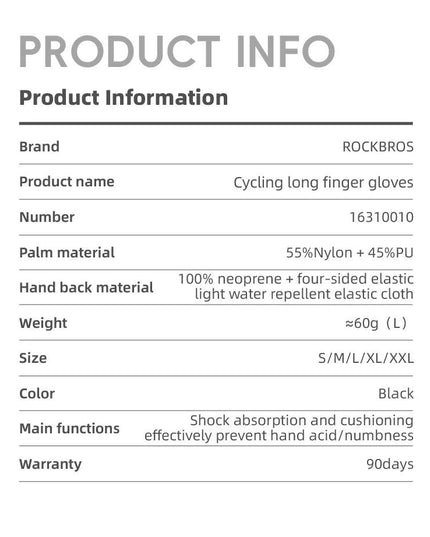 ROCKBROS Cycling Gloves MTB Road Bike Non-slip Gloves Touch Screen Winter Thermal Fleece Warmer Windproof Gloves Full Finger