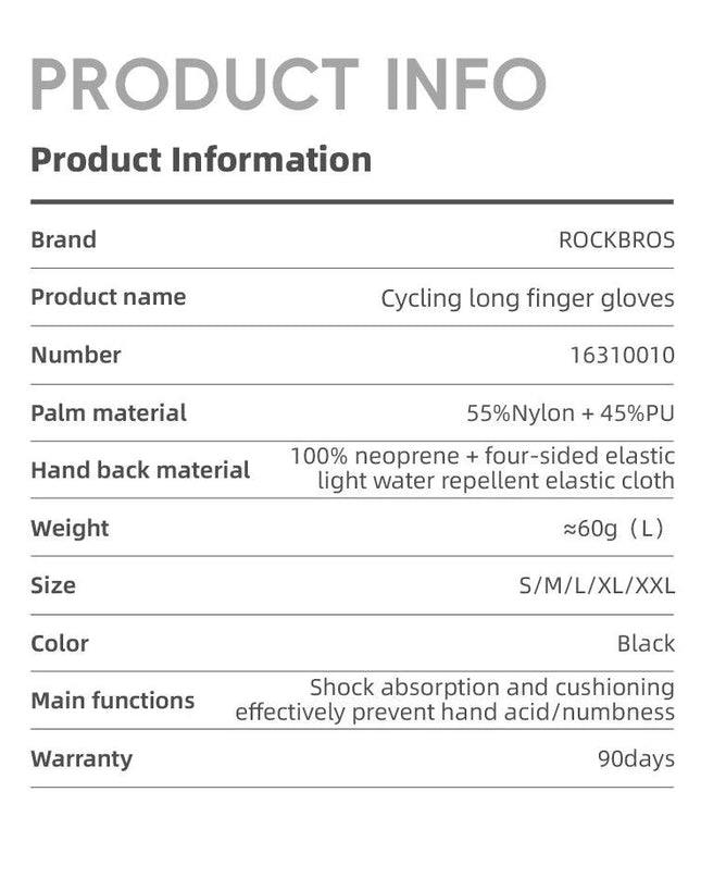 ROCKBROS Cycling Gloves MTB Road Bike Non-slip Gloves Touch Screen Winter Thermal Fleece Warmer Windproof Gloves Full Finger