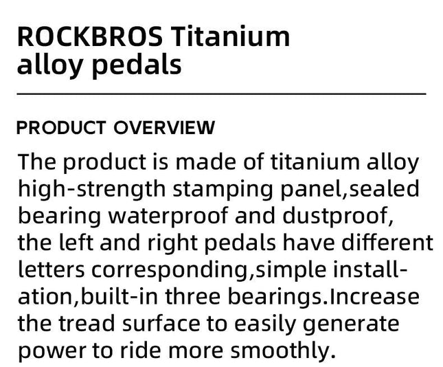 ROCKBROS Titanium Alloy Bike Pedals Ultralight Anti-slip Wide Pedal MTB Road Bike Stainless Steel Nails Cycling Accessories