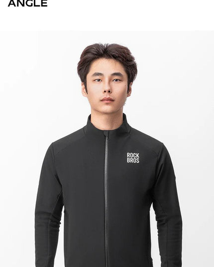 ROCKBROS Windproof Jacket Thermal Fleece Bike Jersey Autumn Winter Outdoor Sport Jacket Coat 0-15°with Italian warm fabric