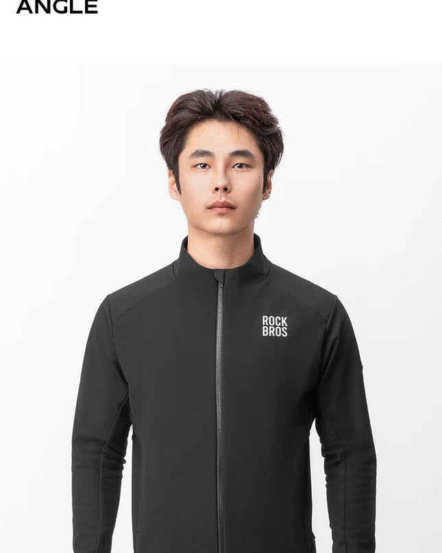 ROCKBROS Windproof Jacket Thermal Fleece Bike Jersey Autumn Winter Outdoor Sport Jacket Coat 0-15°with Italian warm fabric