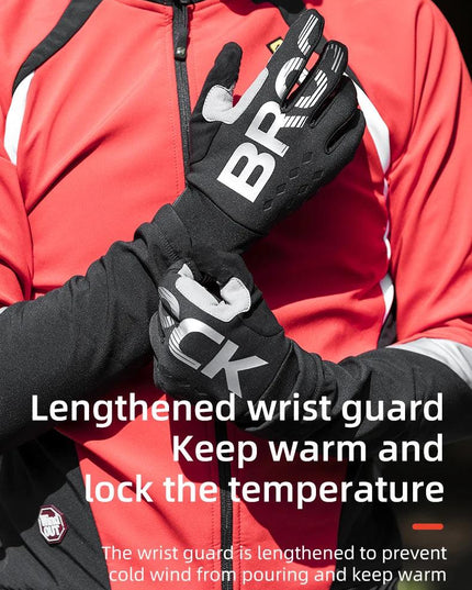 ROCKBROS Bike Glove Winter Warm Windproof Gloves Fleece Long Finger Touch screen Gloves Outdoor Sports Running Riding Mittens