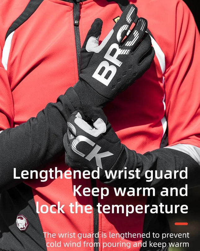 ROCKBROS Bike Glove Winter Warm Windproof Gloves Fleece Long Finger Touch screen Gloves Outdoor Sports Running Riding Mittens