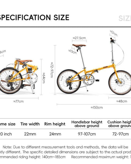 ROCKBROS Lightweight Bike Folding Design 20 inch Bike With Shimano 8-speed Wire-drawn Disc Brake System Adult Folding Bike