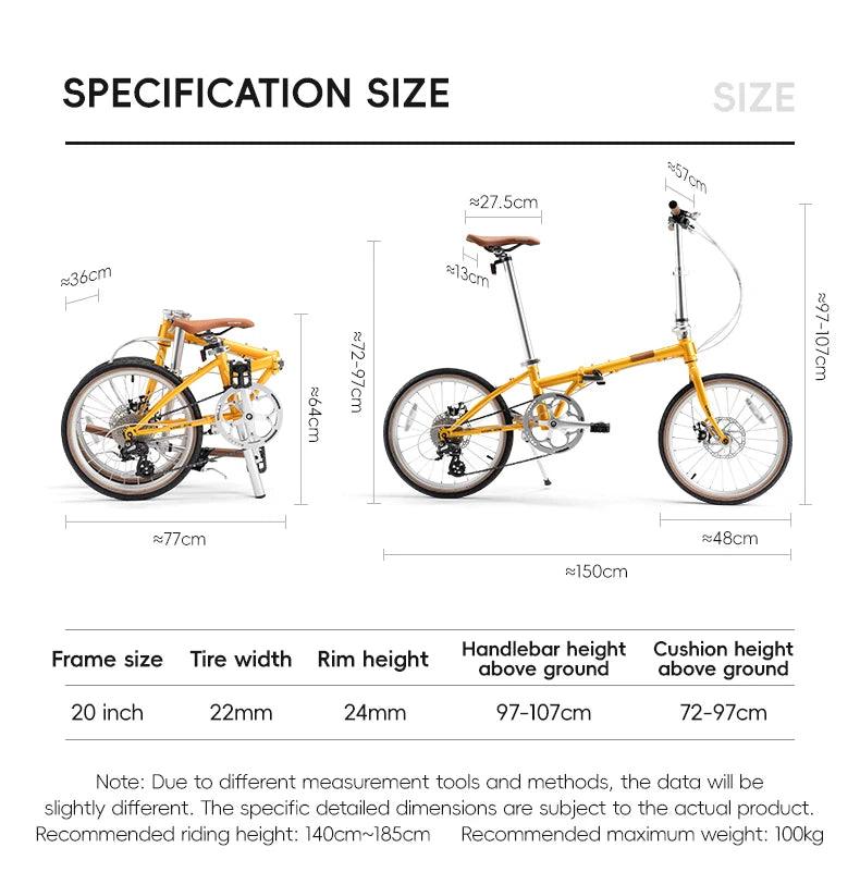 ROCKBROS Lightweight Bike Folding Design 20 inch Bike With Shimano 8-speed Wire-drawn Disc Brake System Adult Folding Bike