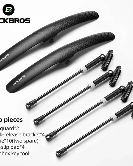 ROCKBROS Bike Mudguard Adjustable Bike Fender PP Plastic Mudguard Suitable For Road Cycling Toughness Quick Release Protector