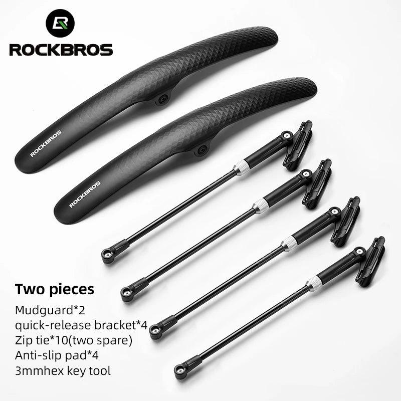 ROCKBROS Bike Mudguard Adjustable Bike Fender PP Plastic Mudguard Suitable For Road Cycling Toughness Quick Release Protector