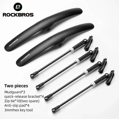 ROCKBROS Bike Mudguard Adjustable Bike Fender PP Plastic Mudguard Suitable For Road Cycling Toughness Quick Release Protector