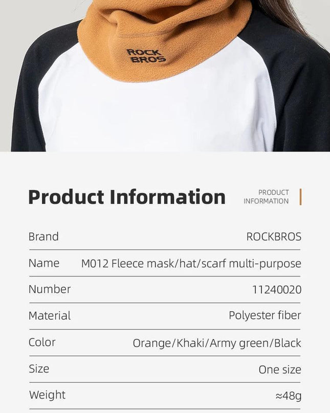 ROCKBROS Winter Scarf Hats Fleece Windproof Balaclava Hiking Warm Mask Bandana Ear Neck Cover Thermal Camping Sport Gear