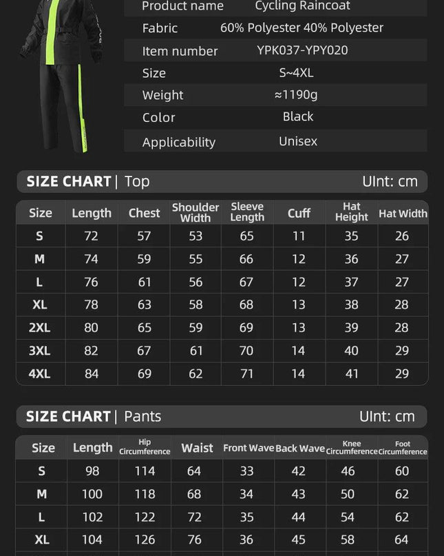 ROCKBROS Motorcycle Raincoat Suit Ultralight Rainwear Shoes Cover Waterproof Reflective Rain Coat Stripe for Riding Equipment