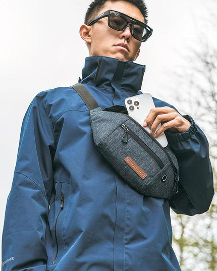 ROCKBROS Cycling Waist Bag 1.5L Multi Compartment Anti-scratch Storage Telephone Chest Bag Headphone Hole Design Bike Accessory