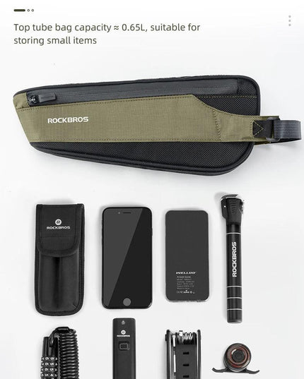 ROCKBROS Bicycle Bag Portable Cycling Top Tube Bag Nylon MTB Road Phone Tool Bag Reflective Ultralight Bicycle Pannier Pocket