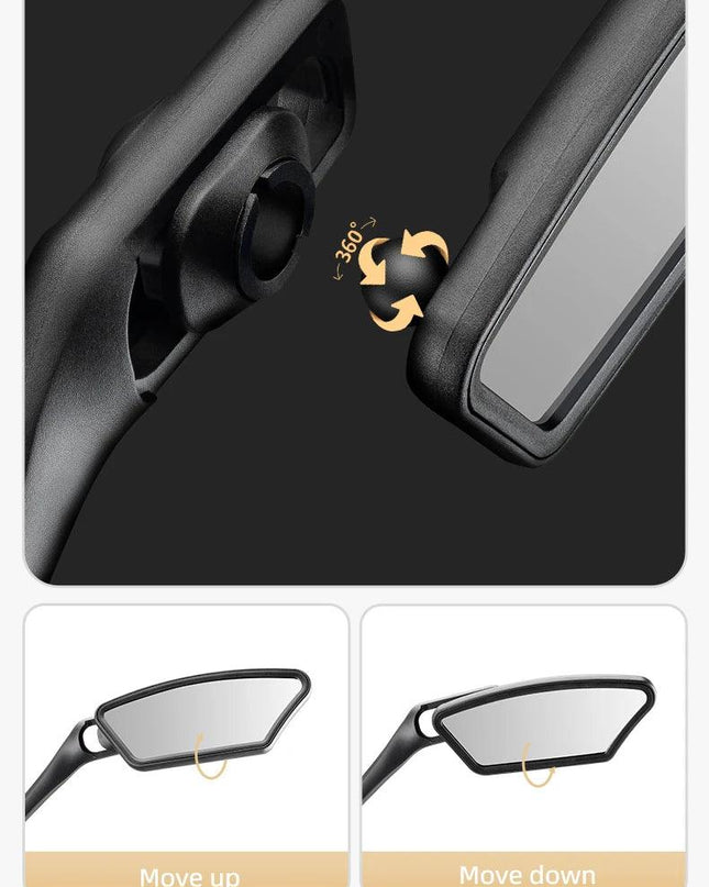 ROCKBROS Bicycle Mirror Handlebar Rear View Stainless Steel Reflector Universal Wide-Range 360° Adjustable Mirror Bike Accessory