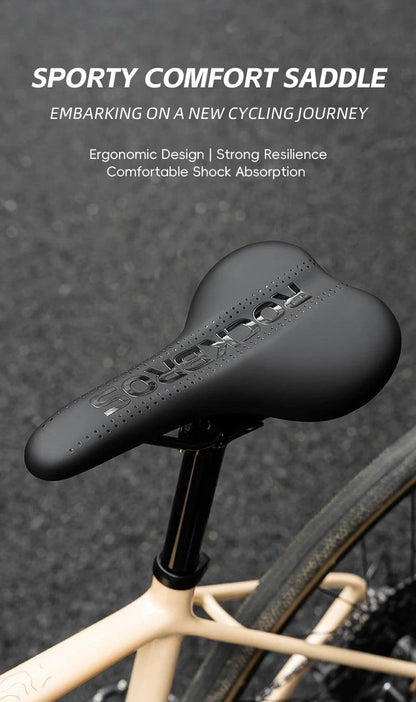 ROCKBROS Bicycle Saddle Comfortable Cycling Cushion Shock Absorption Wear-Resistant Bike Saddle PU Leather Breathable Cushion