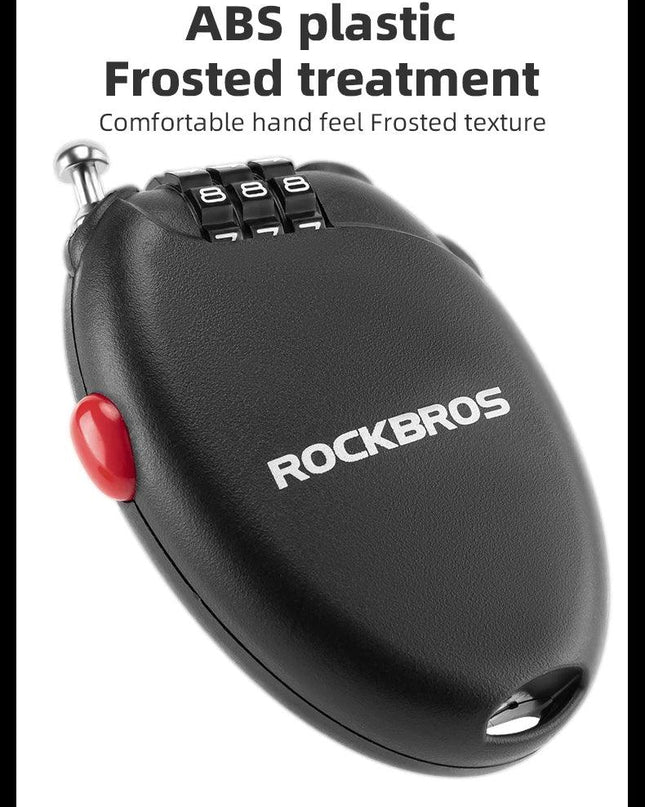 ROCKBROS Bicycle Lock Anti-theft Portable Lightweight 3-Digit Password Cable Lock Helmet Lock Chain Backpack Bike Accessories