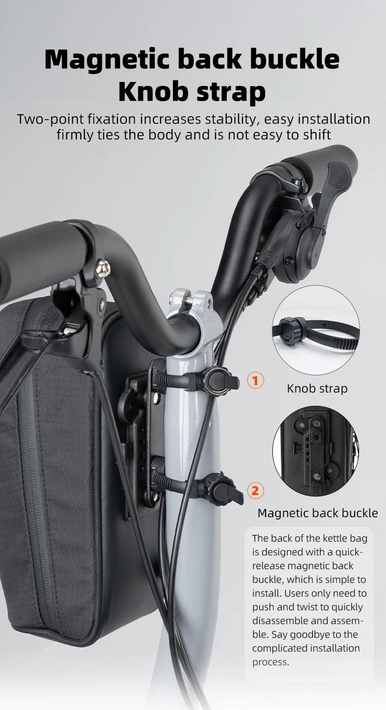 ROCKBROS Folding Bicycle Water Bottle Bags Fashion Front Frame Kettle Bags for Brompton Bike Electric Scooter Tools Package