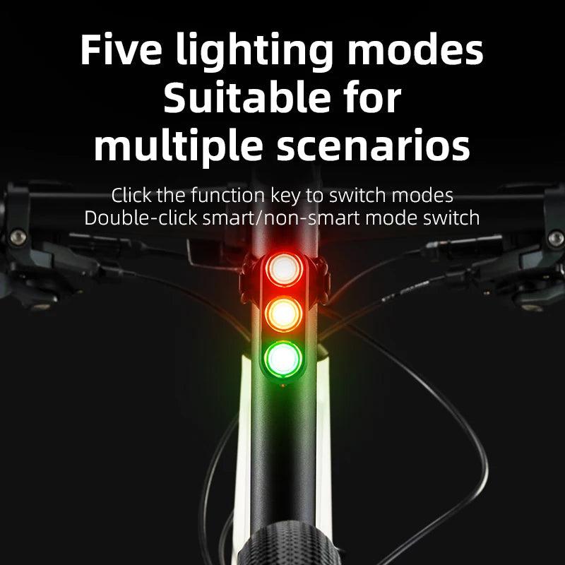 ROCKBROS Bike Tail Light Auto Start/Stop Brake Sensing Bicycle Tail light Type-C Rechargeable Wireless Warning Tail light