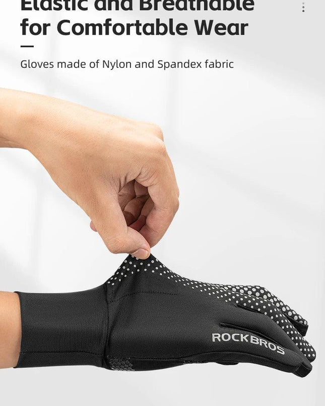 ROCKBROS Full Finger Gloves Sports Breathable Touch Screen Gloves MTB Road Bike Non-slip Gloves Cycling Lengthened Wrist Outdoor