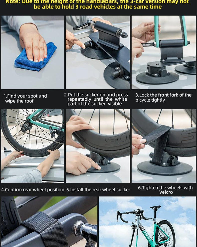 ROCKBROS Bike Bicycle Rack Suction Roof-Top Bike Car Racks Carrier Quick Install Bike Roof Rack MTB Mountain Road Bike Accessory