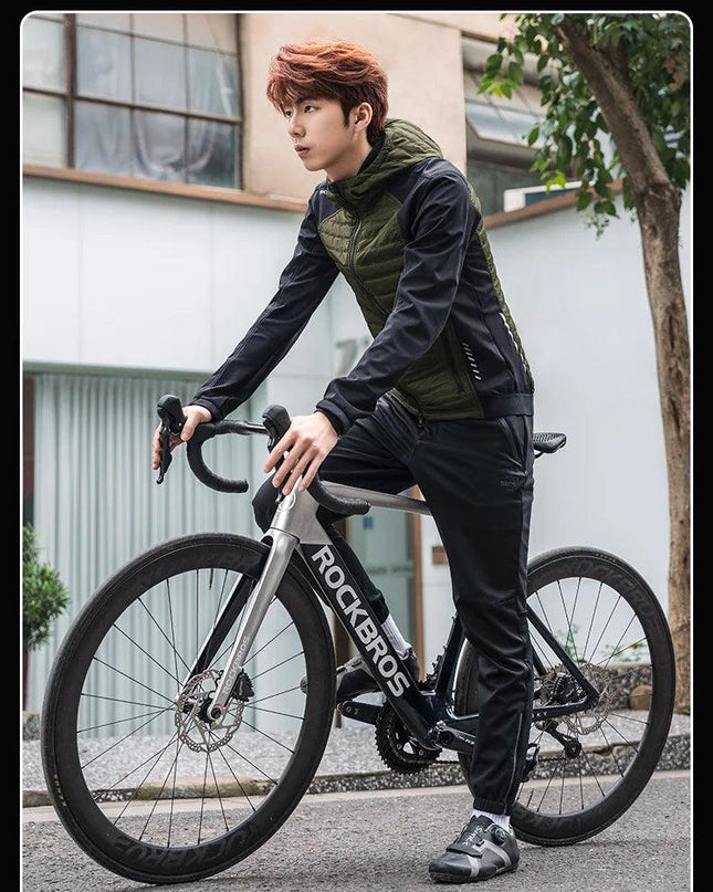ROCKBROS Warm Winter Cycling Jersey  Ultralight Down Jacket Long Sleeve Bicycle Clothing Thermal Fleece Resistant Ciclismo Coat