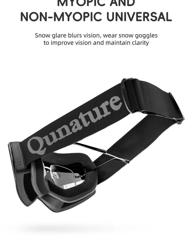 Qunature Ski Goggles Large Frame Snowboard Snow Goggles Double Layers UV400 Anti-fog Ski Glasses Skiing Outdoor Sport Eyewear
