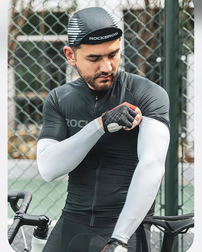 ROCKBROS Arm Sleeves Ice Silk Sports Cycling Arm Sleeves Cover Sun UV Protection Breathable Outdoor Running Fitness Equipment