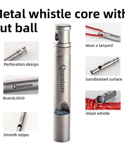 Qunature Portable Whistle Backpack Camping Hiking Survival Whistle Outdoors Tools Pure Titanium Whistle 1pcs Emergency Gear