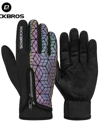ROCKBROS Winter Bicycle Gloves Touch Screen Thermal Fleece Climbing Skiing Bike Gloves Men Women Windproof Warm Cycling Gloves